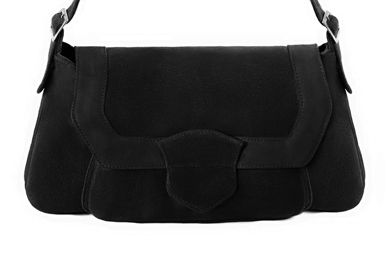 Dress handbag in matt black leather - Profile view
